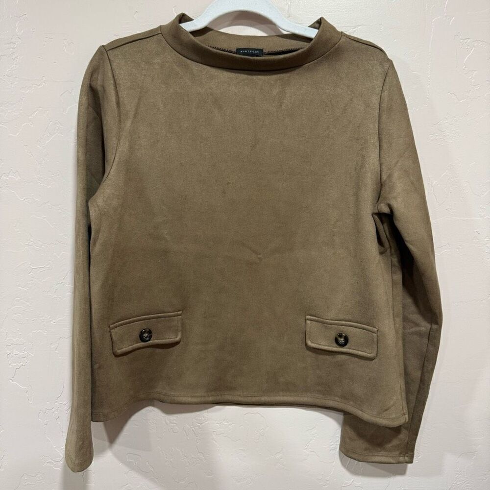 Faux Suede Button Trim Top Ann Taylor